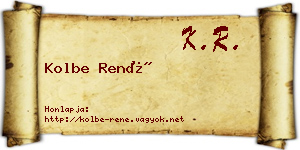 Kolbe René névjegykártya
